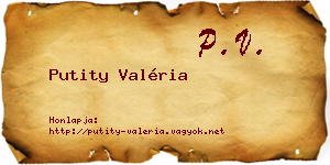 Putity Valéria névjegykártya
